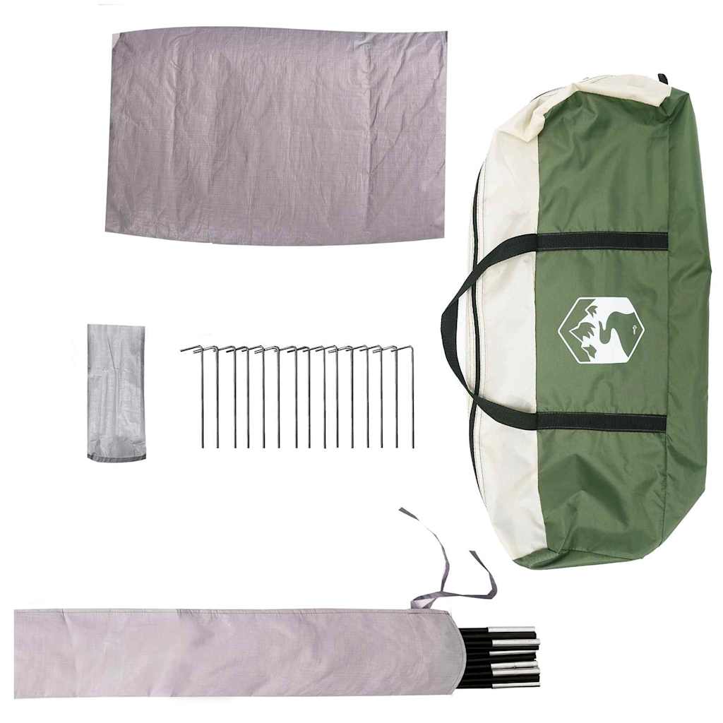 Dome Tent 4-Person met dak met opslag Groen 505 x 450 x 248 cm
