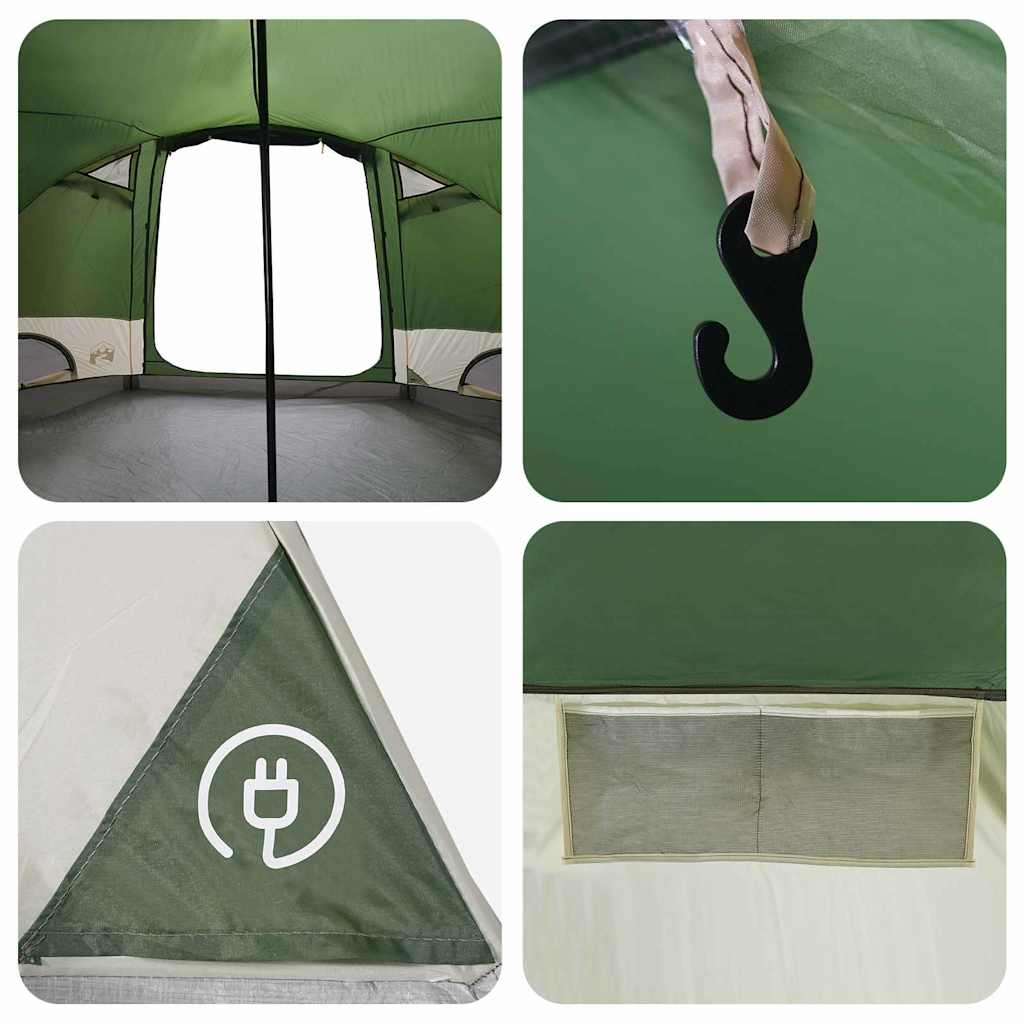 Dome Tent 4-Person met dak met opslag Groen 505 x 450 x 248 cm