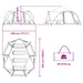 Dome Tent 4-Person met dak met opslag Groen 505 x 450 x 248 cm