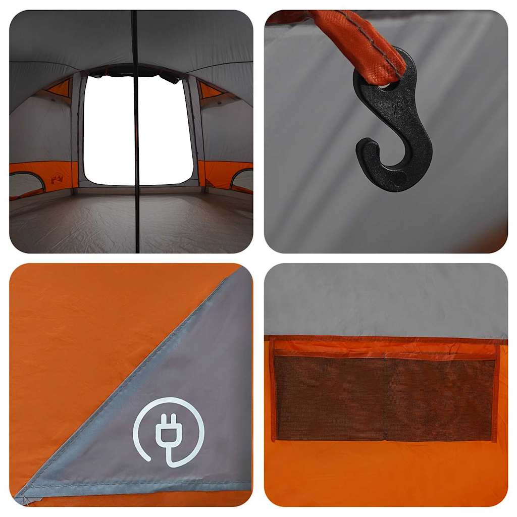Dome Tent 4-Person met dak Grijs en Oranje 505 x 450 x 248 cm