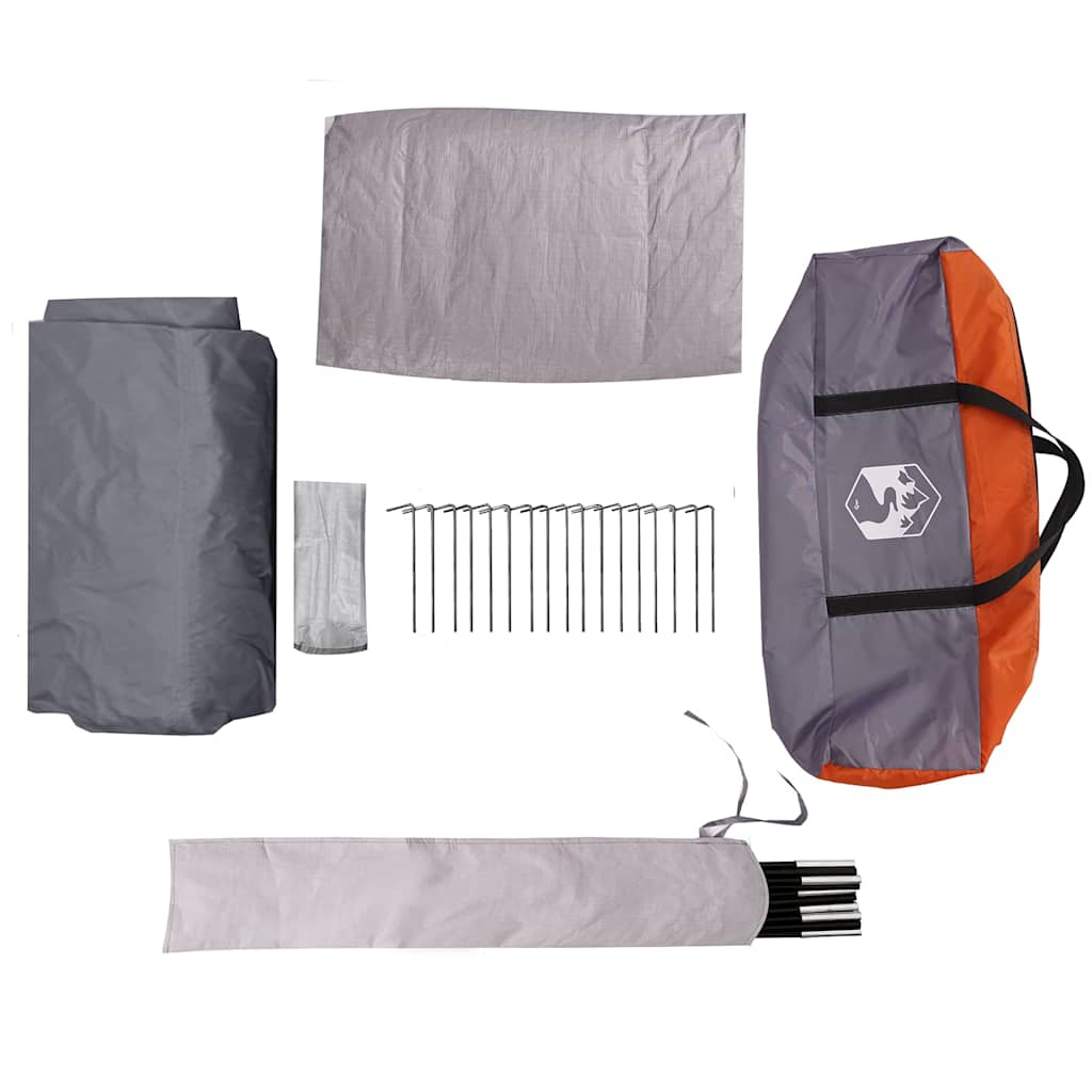 Cabine Tent 7-Persoons Grijs en Oranje 400 x 350 x 212 cm