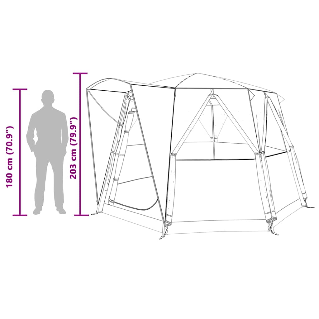 Cabine Tent 3-Persoon met dak Groen en Wit 320 x 320 x 203 cm