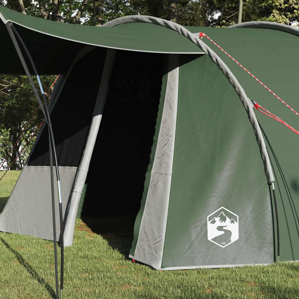 Tunnel Tent 4-Person met dak Groen en Wit 740 x 370 x 220 cm