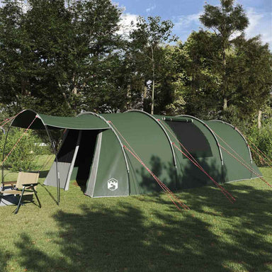 Tunnel Tent 4-Person met dak Groen en Wit 740 x 370 x 220 cm