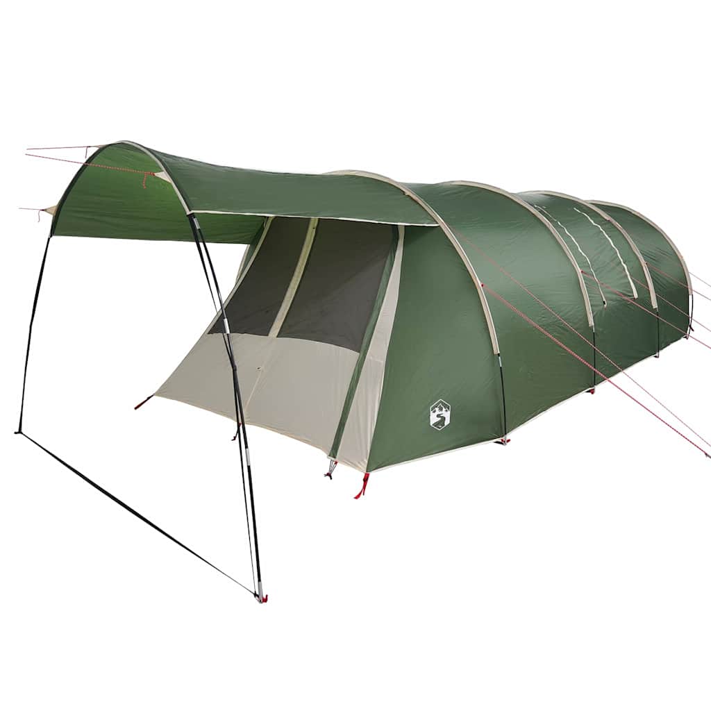 Tunnel Tent 4-Person met dak Groen en Wit 740 x 370 x 220 cm