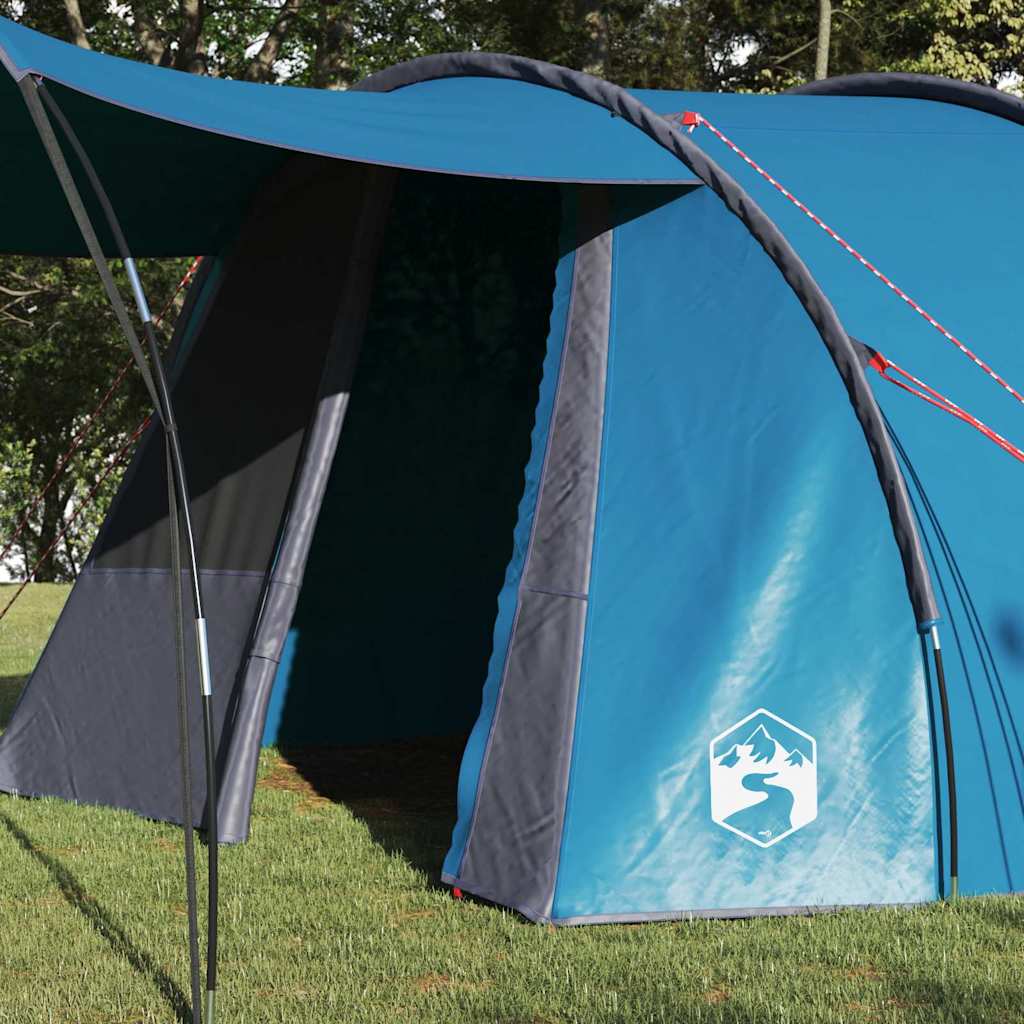 Tunnel Tent 4-Person met dak Blauw en Grijs 740 x 370 x 220 cm