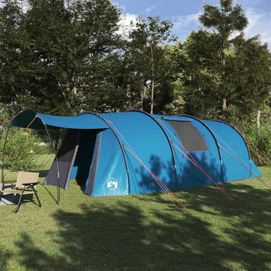 Tunnel Tent 4-Person met dak Blauw en Grijs 740 x 370 x 220 cm