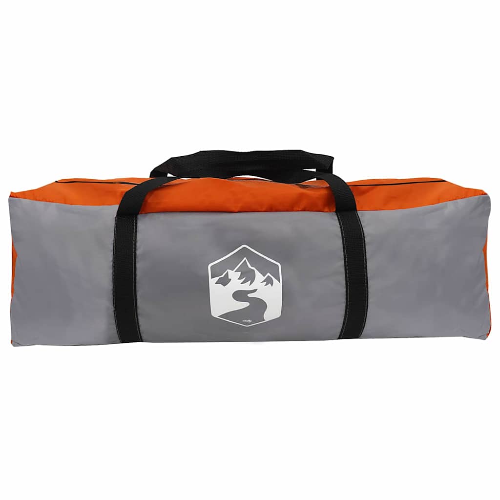 Tunnel Tent 4-Person met dak Grijs en Oranje 740 x 370 x 220 cm