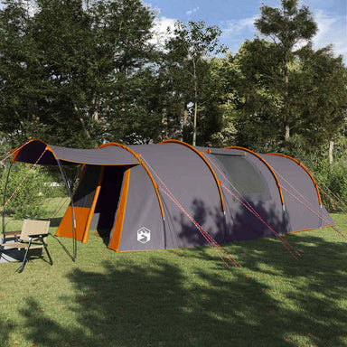 Tunnel Tent 4-Person met dak Grijs en Oranje 740 x 370 x 220 cm