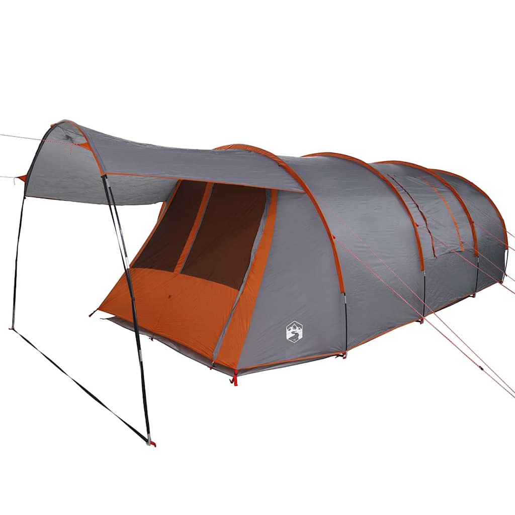 Tunnel Tent 4-Person met dak Grijs en Oranje 740 x 370 x 220 cm