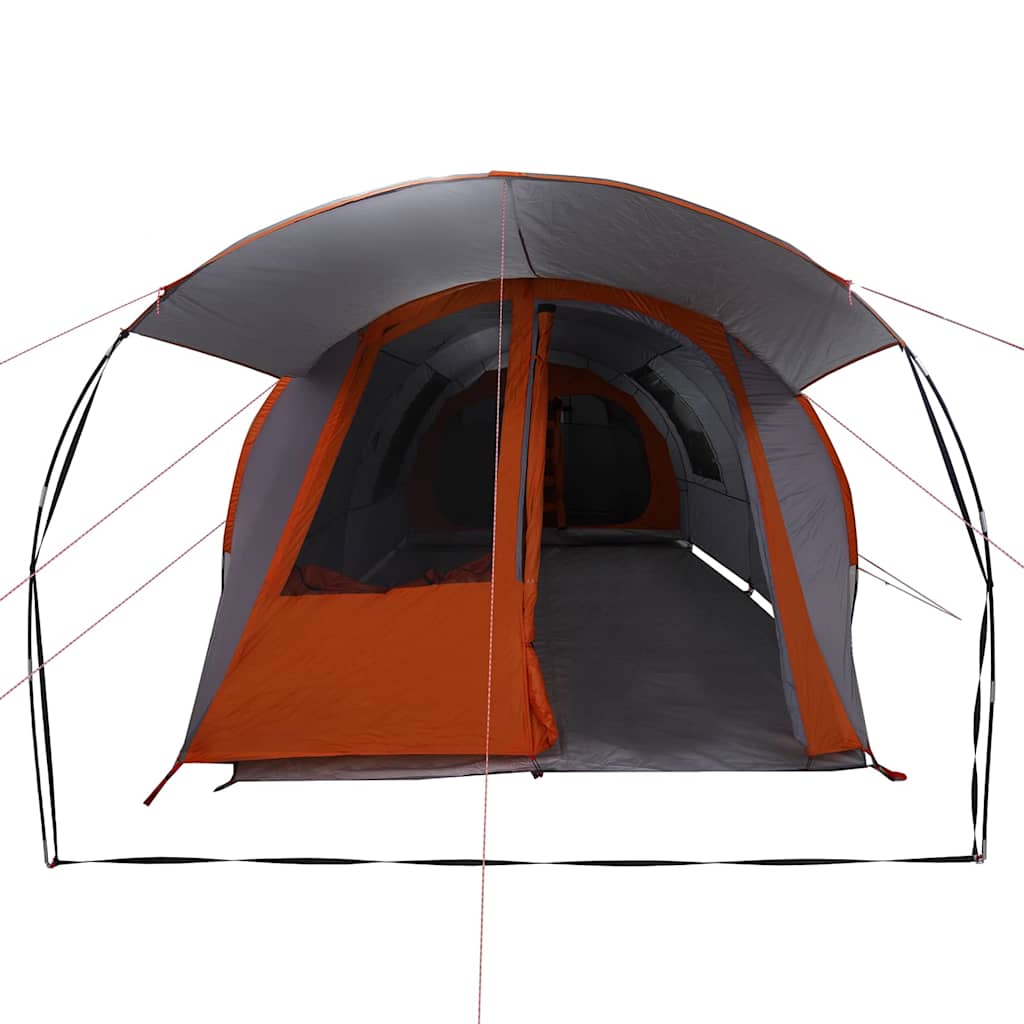 Tunnel Tent 4-Person met dak Grijs en Oranje 740 x 370 x 220 cm