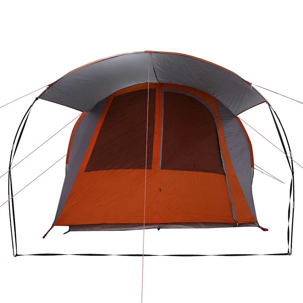 Tunnel Tent 4-Person met dak Grijs en Oranje 740 x 370 x 220 cm
