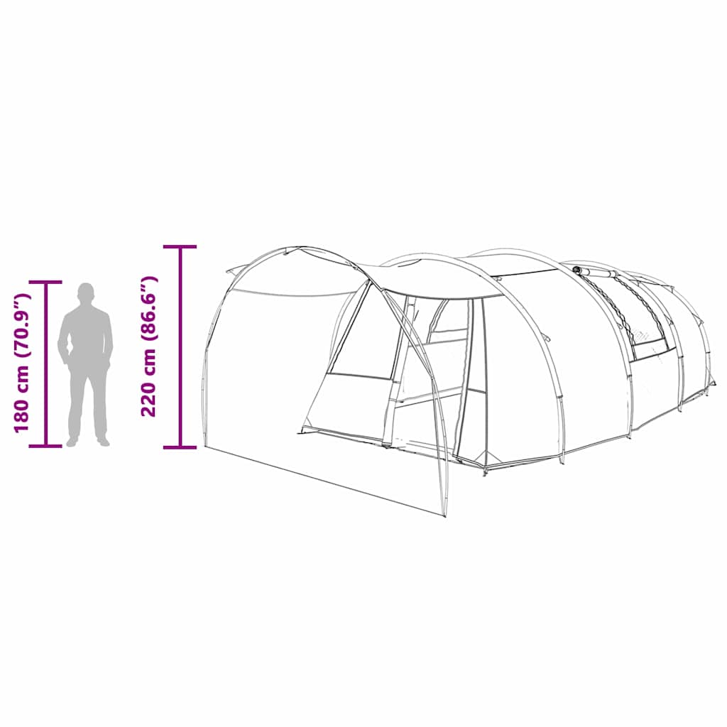 Tunnel Tent 4-Person met dak Grijs en Oranje 740 x 370 x 220 cm