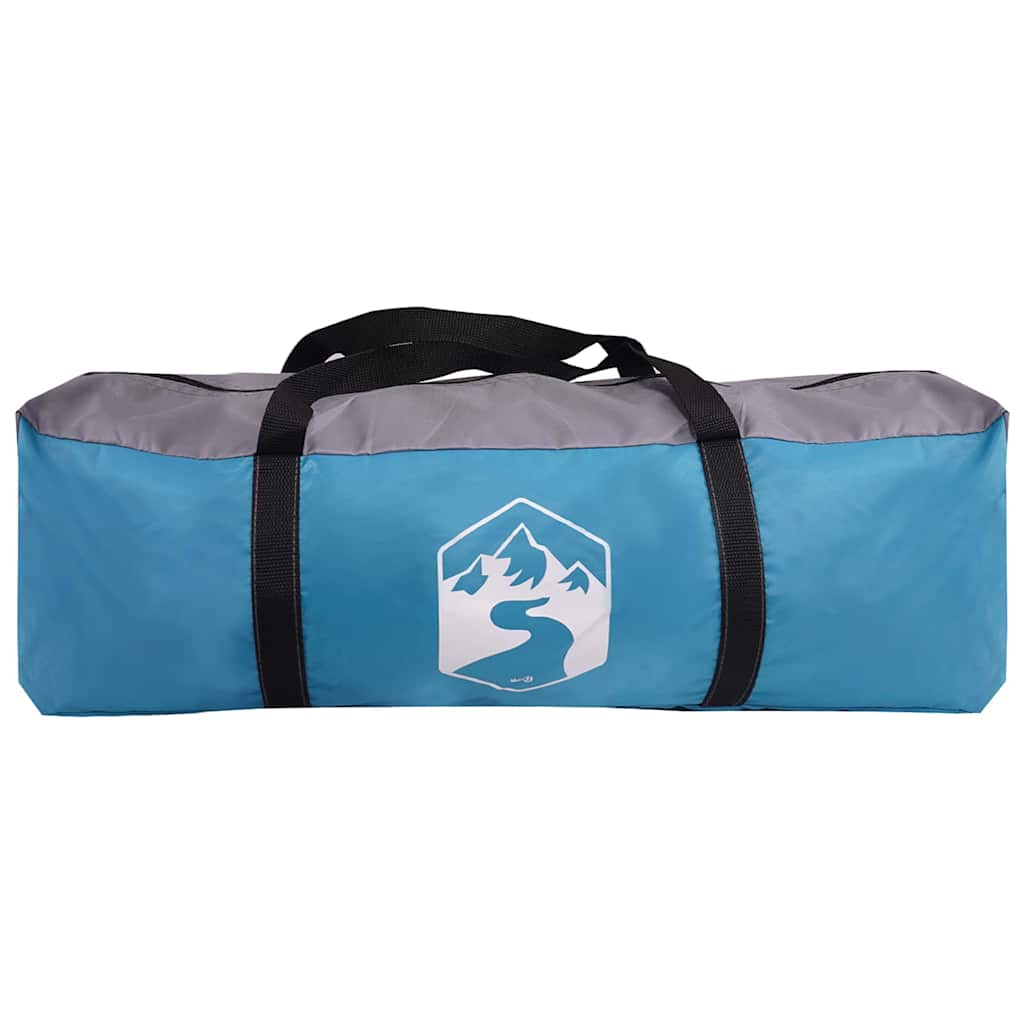 Tunnel Tent 4-Person met dak Blauw en Grijs 778 x 356 x 210 cm