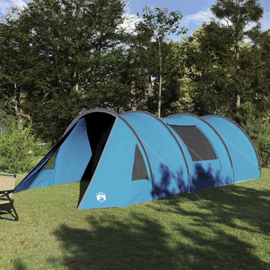 Tunnel Tent 4-Person met dak Blauw en Grijs 778 x 356 x 210 cm