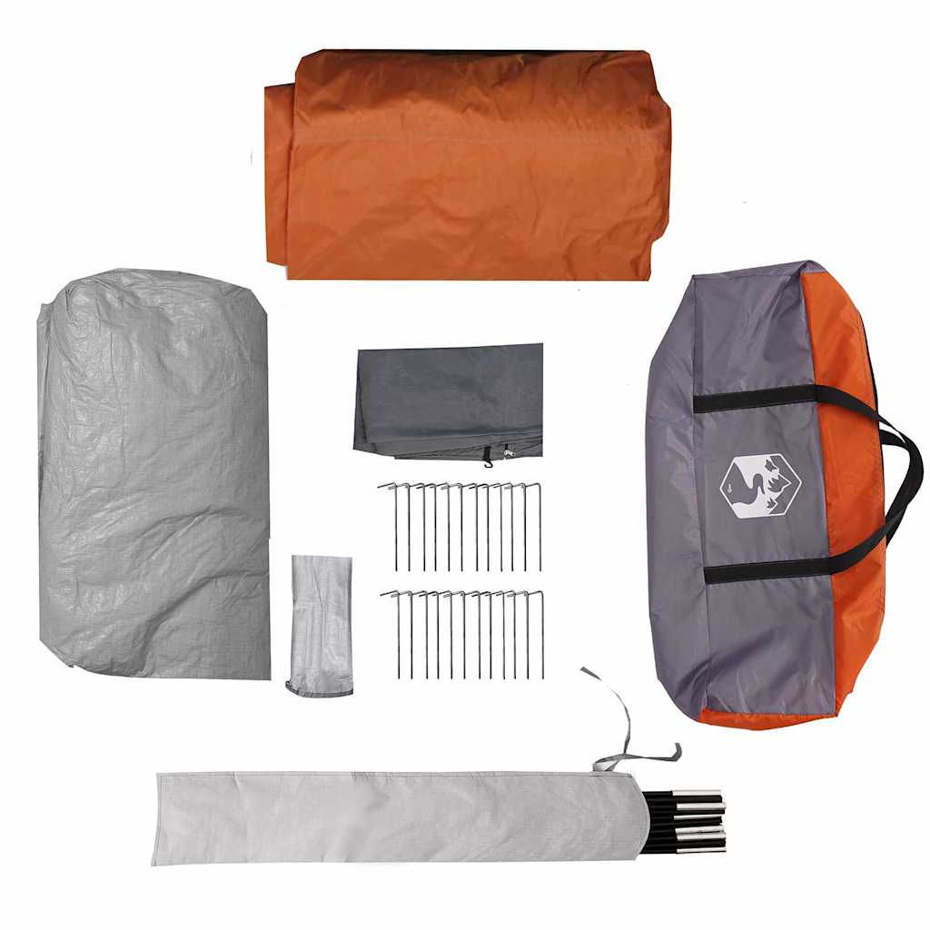 Tunnel Tent 4-Person met dak Grijs en Oranje 778 x 356 x 210 cm