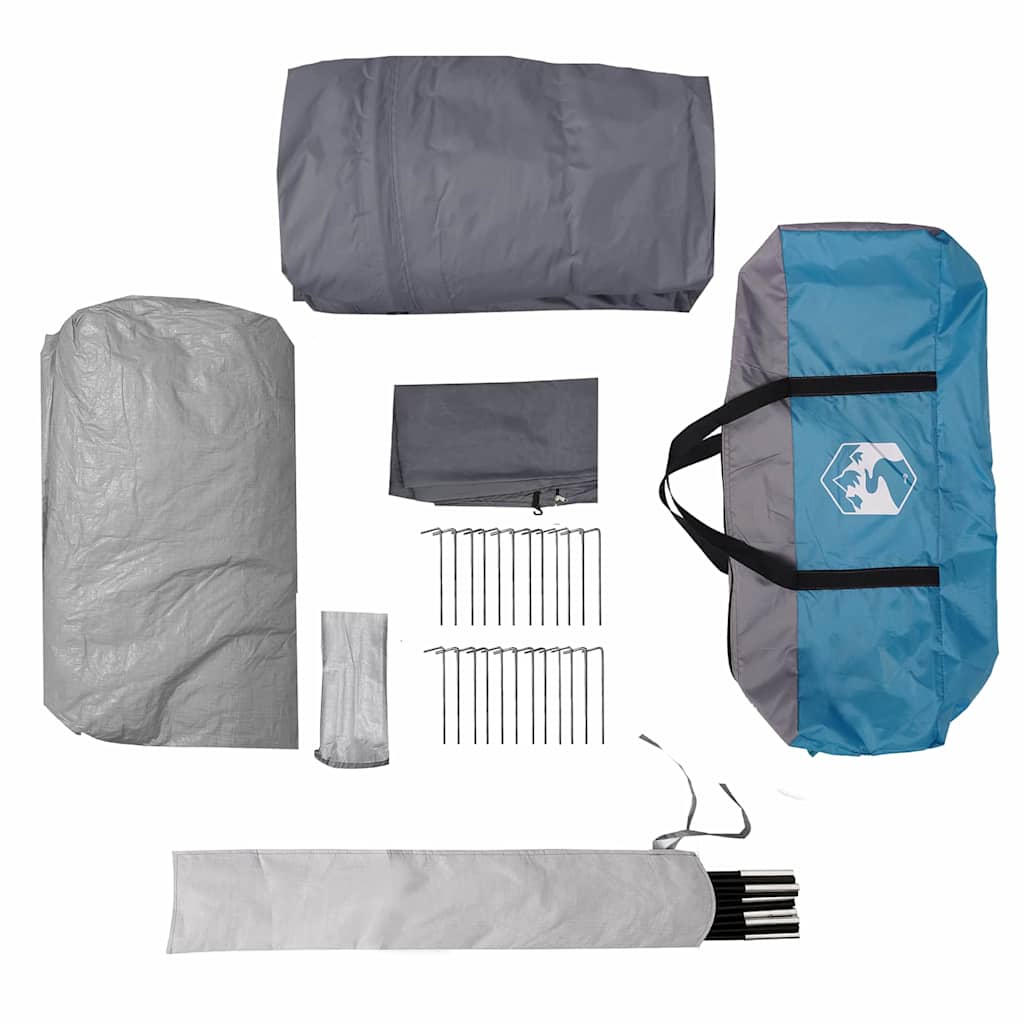 Tunnel Tent 5-Person met dak Blauw en Grijs 805 x 405 x 211 cm