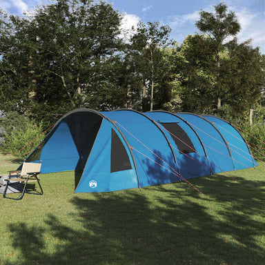 Tunnel Tent 6-Persoon met dak Blauw en Grijs 890 x 470 x 220 cm