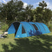 Tunnel Tent 6-Persoon met dak Blauw en Grijs 890 x 470 x 220 cm
