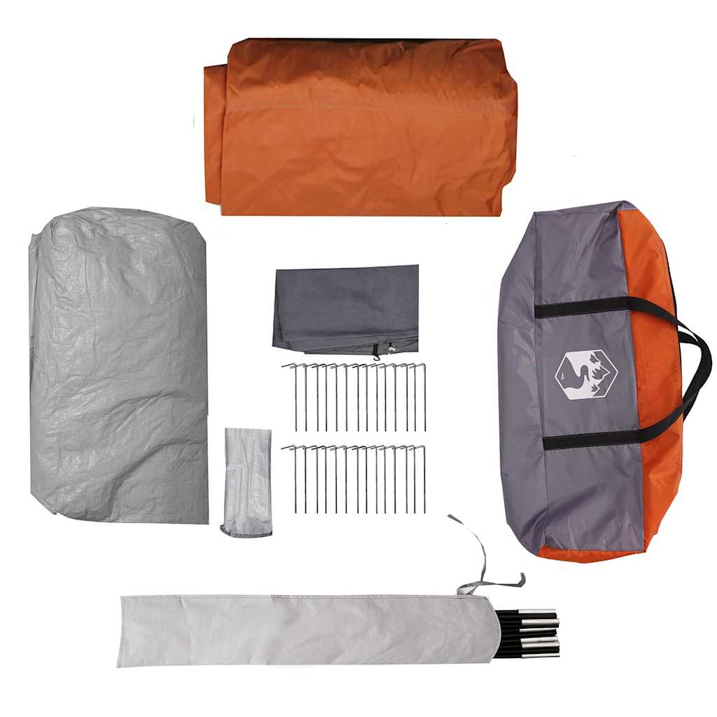 Tunnel Tent 6-Persoon Grijs en Oranje 890 x 470 x 220 cm