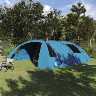 Tunnel Tent 6-Persoon met dak Blauw en Grijs 700 x 590 x 215 cm