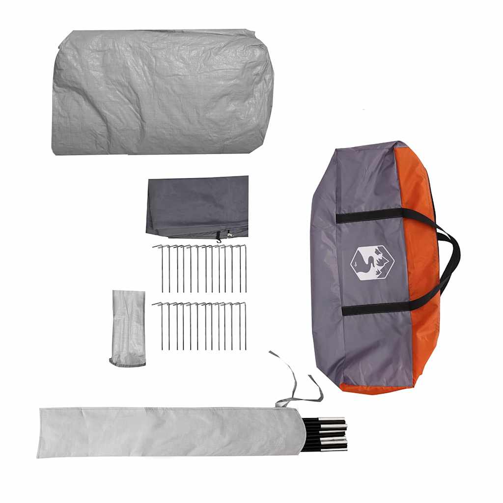 Tunnel Tent 6-Persoon Grijs en Oranje 700 x 590 x 215 cm