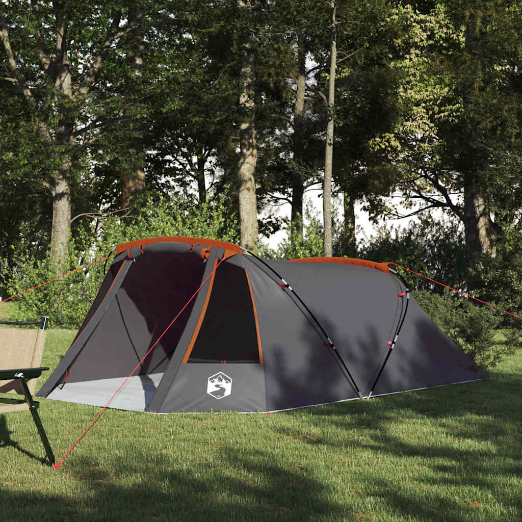 Tunnel Tent 3-Person met dak Grijs en Oranje 328 x 228 x 115 cm