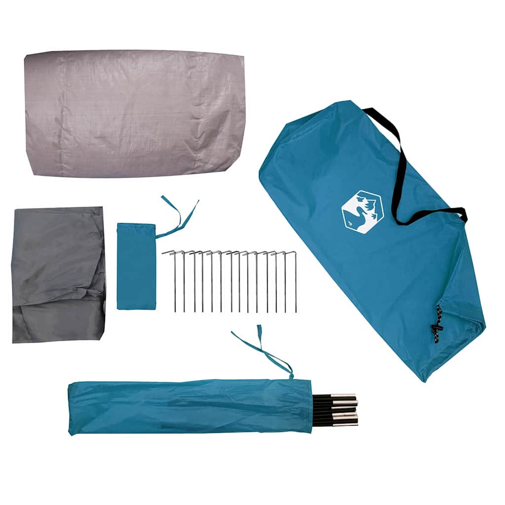Tunnel Tent 4-Person met dak Blauw en Grijs 318 x 275 x 140 cm