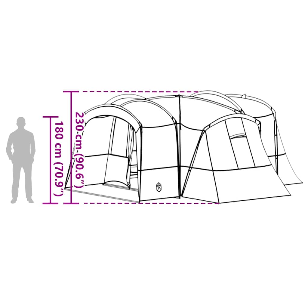 Familietent voor 12 Personen Groen en Wit 760 x 645 x 230 cm