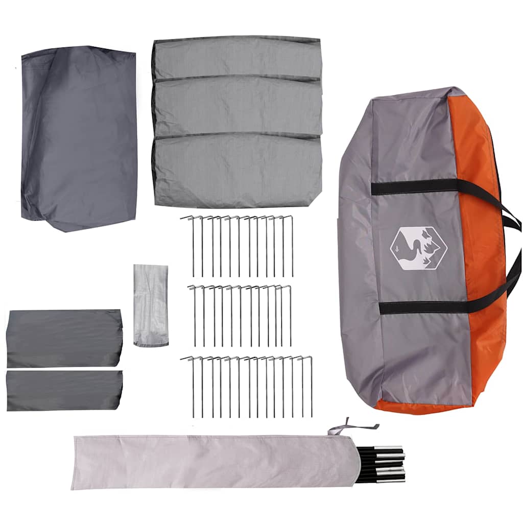 Familietent voor 12 Personen Grijs en Oranje 760 x 645 x 230 cm