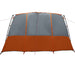 Familietent voor 12 Personen Grijs en Oranje 760 x 645 x 230 cm