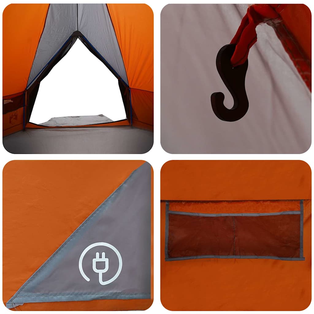 Teepee Tent voor 10 Personen 10-persoons Grijs en Oranje
