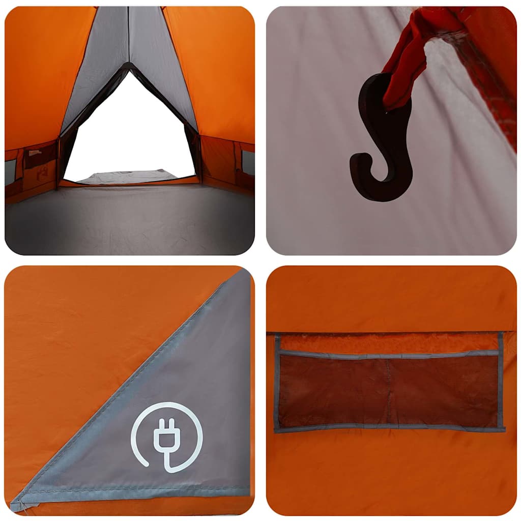 Teepee Tent 8-Persoon 8-persoons Grijs en Oranje