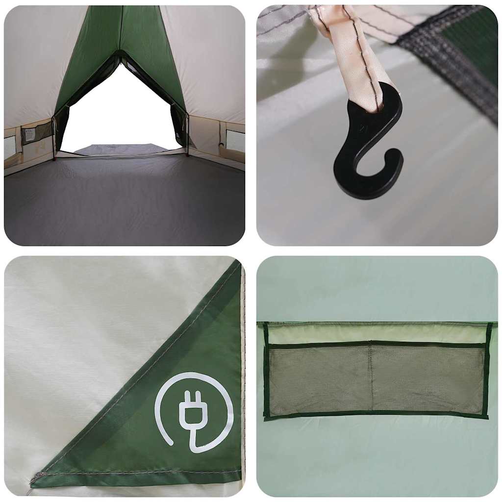 Teepee Tent voor 6 Personen 6-persoons Groen en Wit