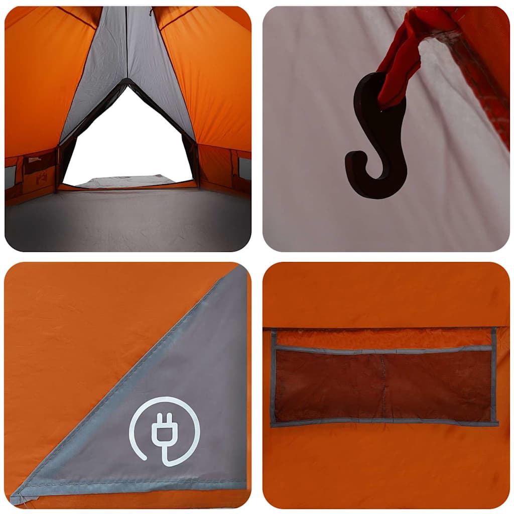 Teepee Tent 4-Person 4-persoons Grijs en Oranje