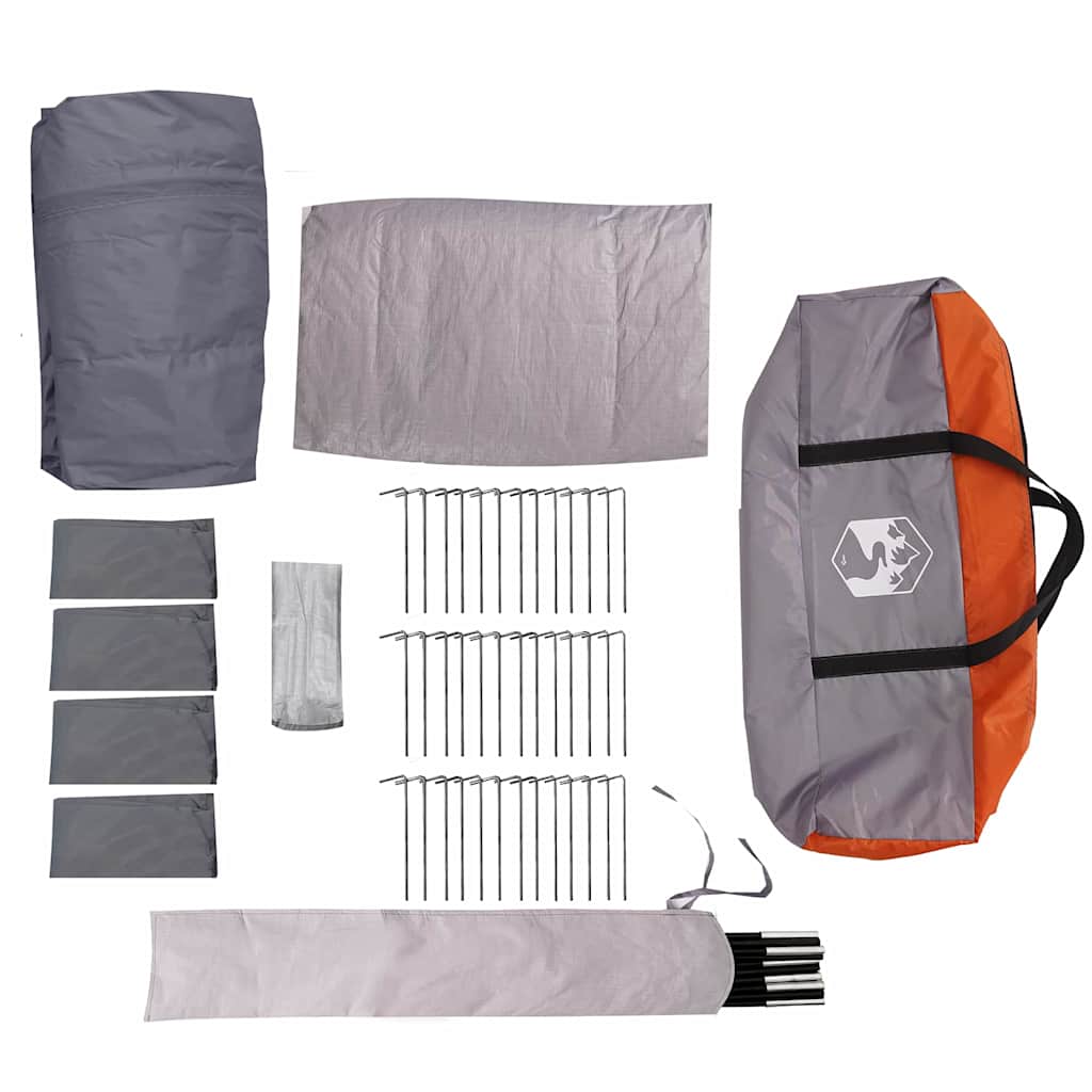 Gezinstent voor 20 personen Grijs en Oranje 745 x 700 x 217 cm