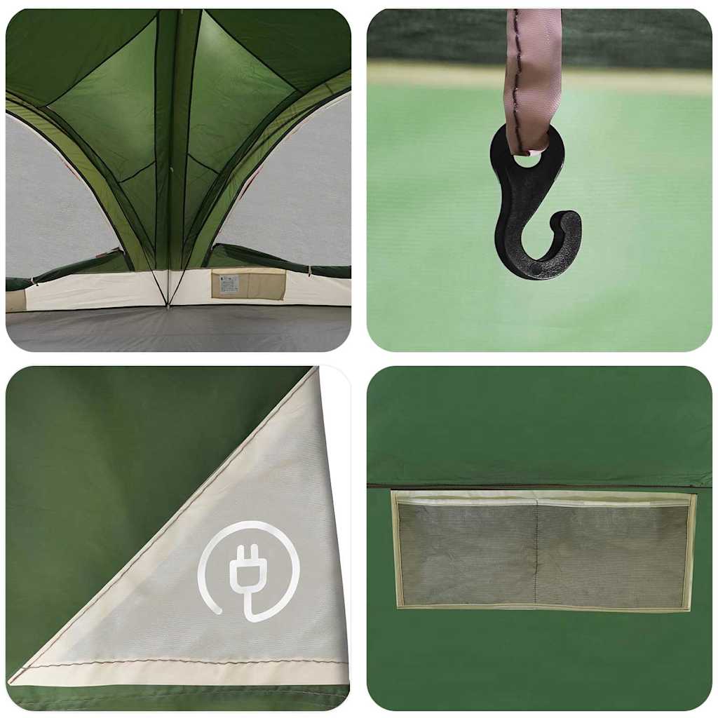 Familietent voor 10 personen Groen en Grijs 460 x 430 x 214 cm