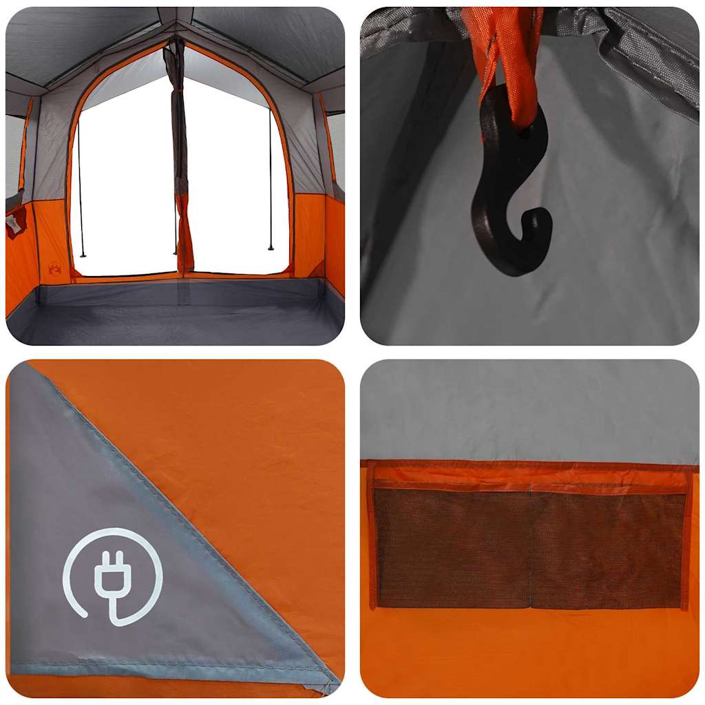 Familietent voor 4 Personen Grijs en Oranje 324 x 255 x 230 cm