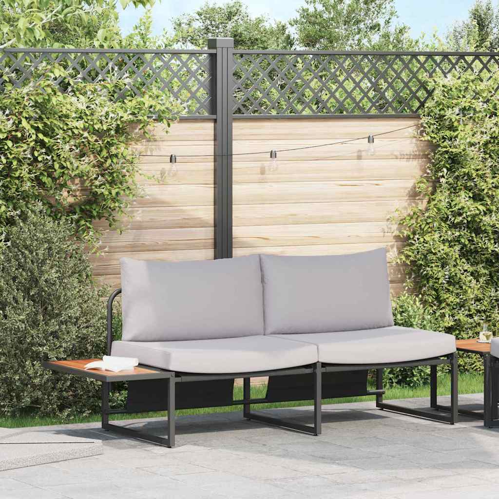 Tuinbank met kussen Lichtgrijs 200,5 x 70 x 85,5 cm Staal