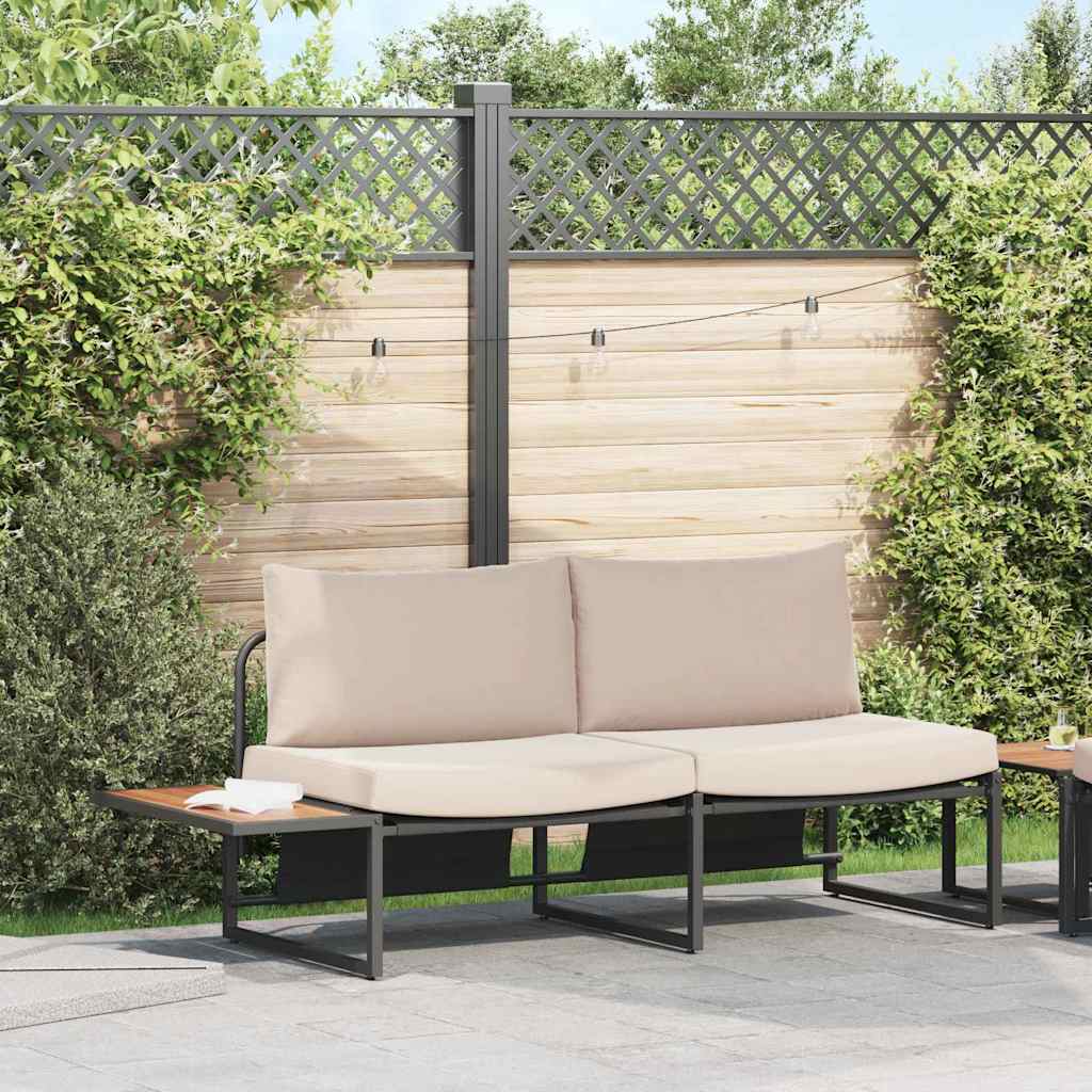 Tuinbank met kussen met kussen Taupe 200,5 x 70 x 85,5 cm Staal
