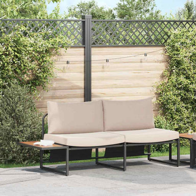 Tuinbank met kussen met kussen Taupe 200,5 x 70 x 85,5 cm Staal