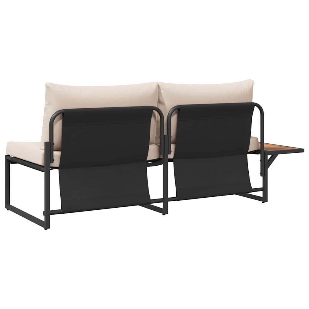 Tuinbank met kussen met kussen Taupe 200,5 x 70 x 85,5 cm Staal