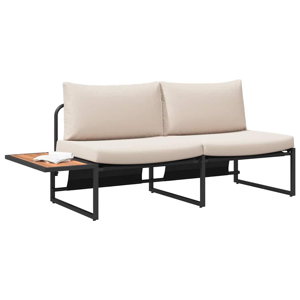Tuinbank met kussen met kussen Taupe 200,5 x 70 x 85,5 cm Staal