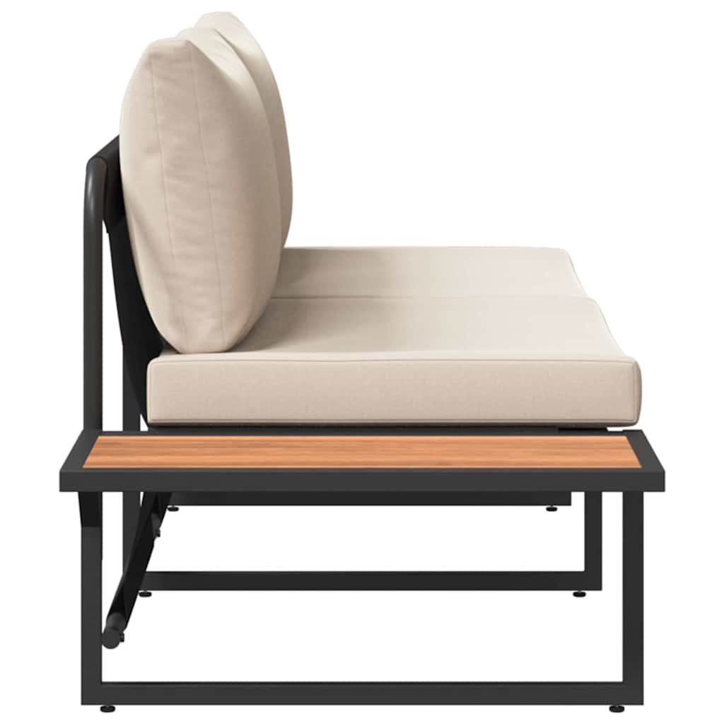 Tuinbank met kussen met kussen Taupe 200,5 x 70 x 85,5 cm Staal