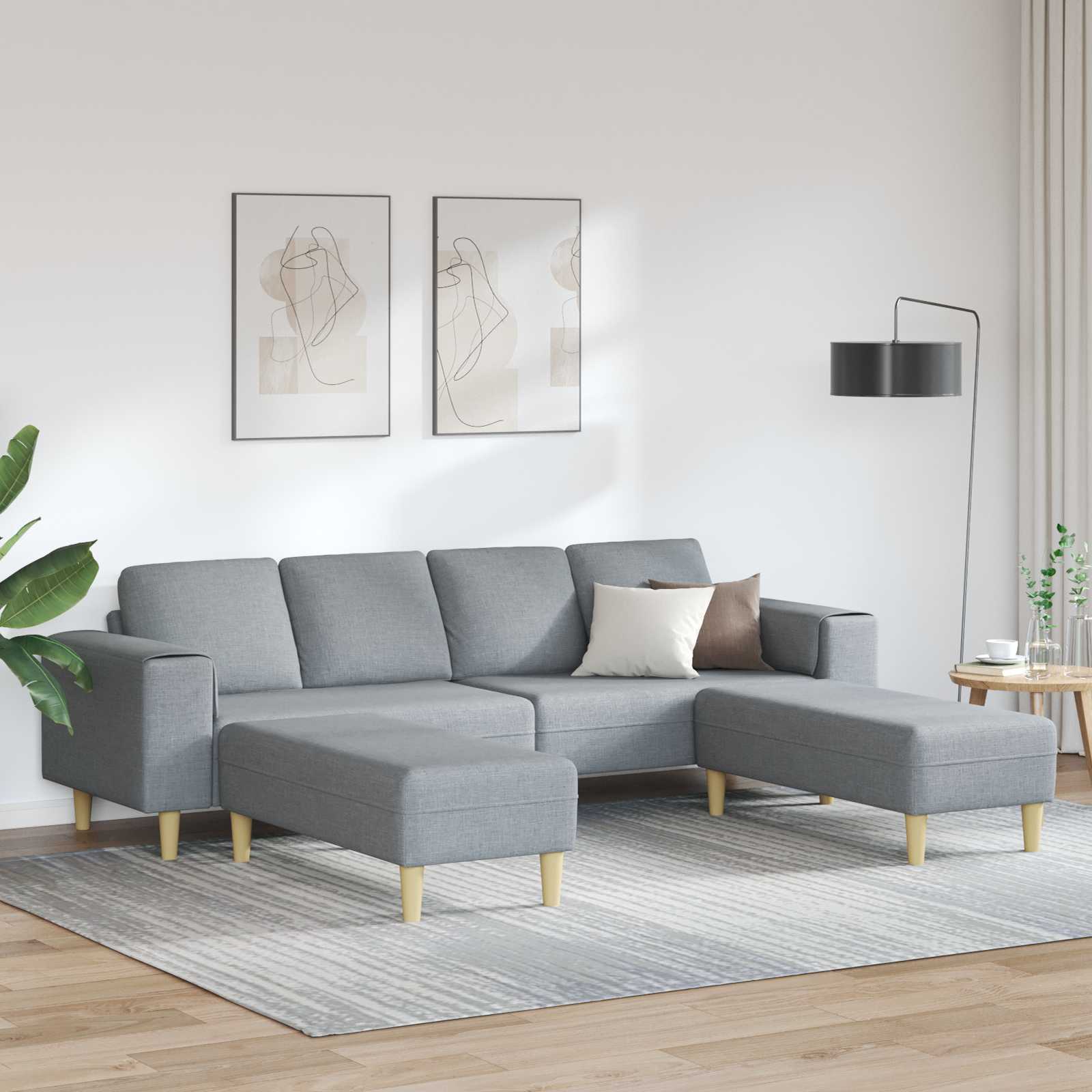 Woonkamer Bank 3 st Lichtgrijs Polyester