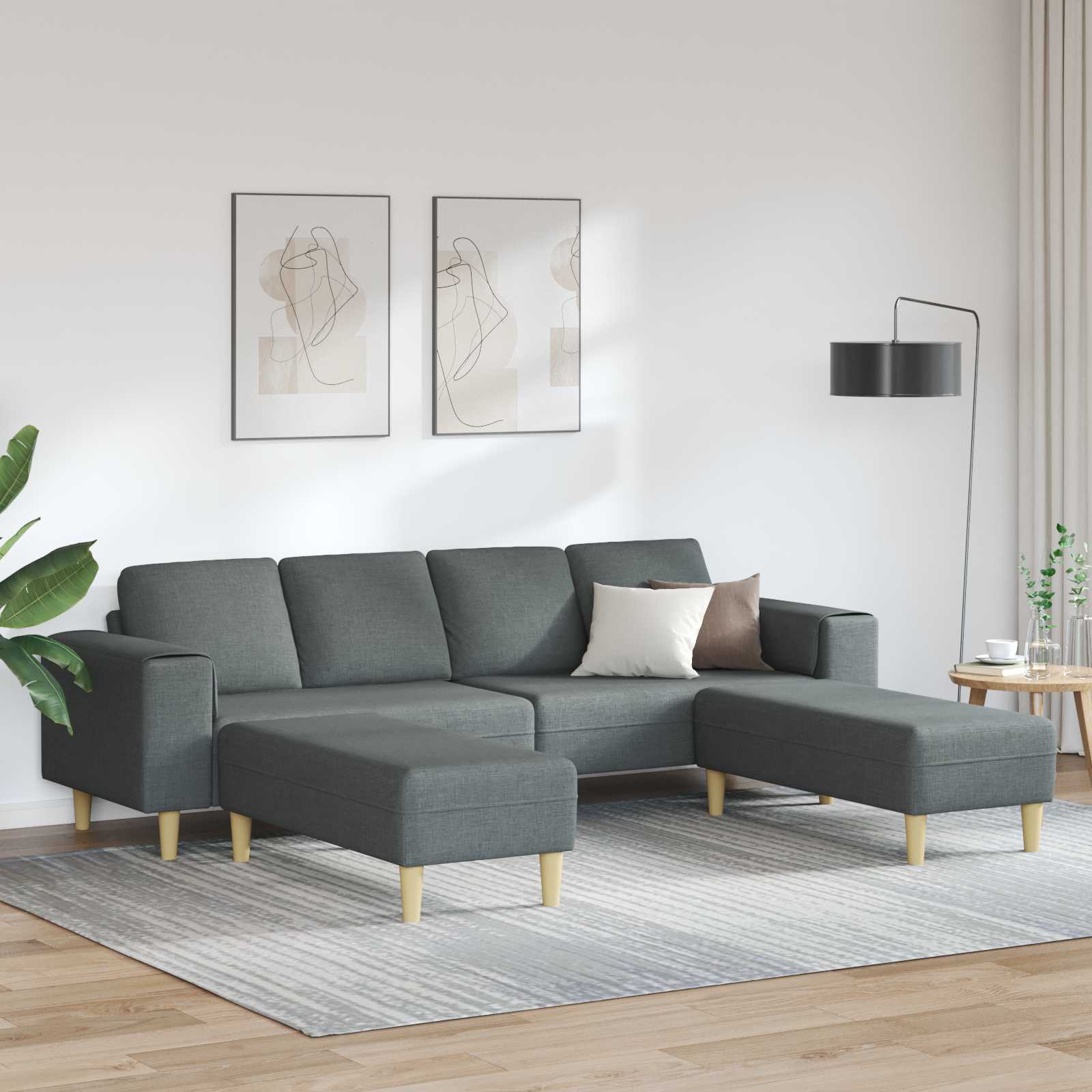 Woonkamer Bank 3 st Donkergrijs Polyester