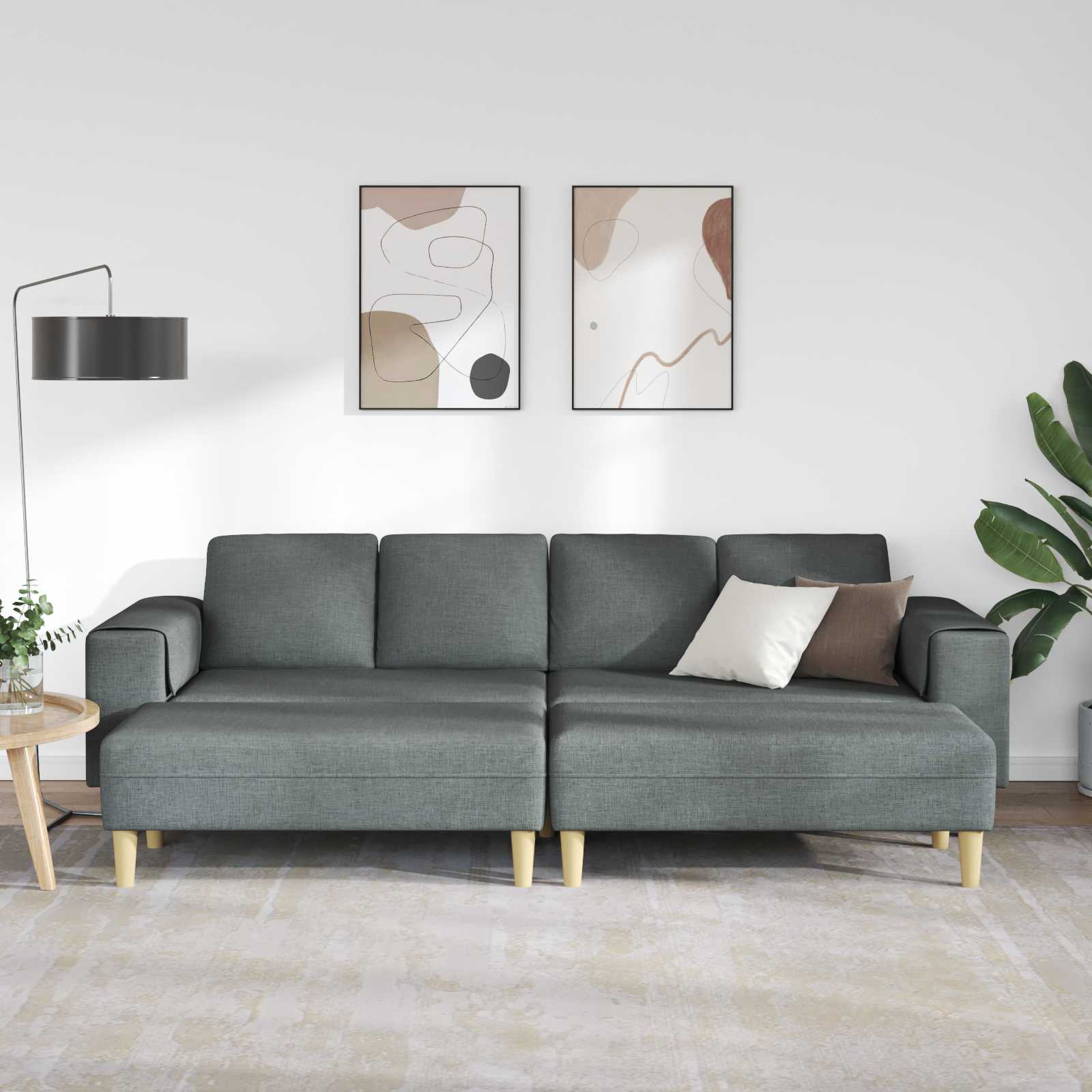 Woonkamer Bank 3 st Donkergrijs Polyester
