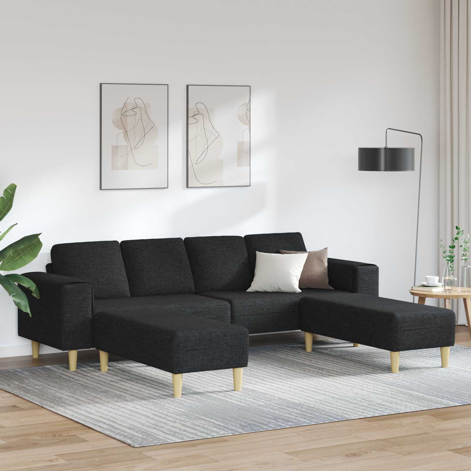 Woonkamer Bank 3 st Zwart Polyester