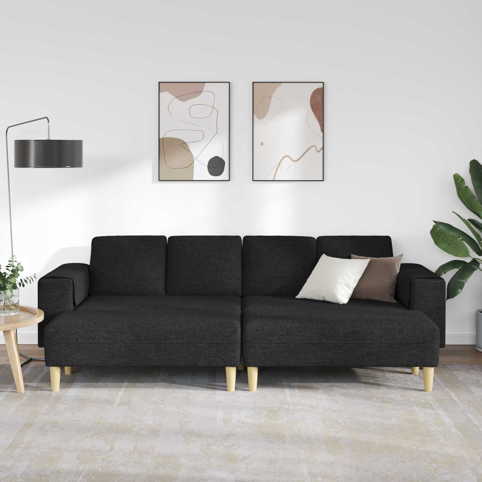 Woonkamer Bank 3 st Zwart Polyester