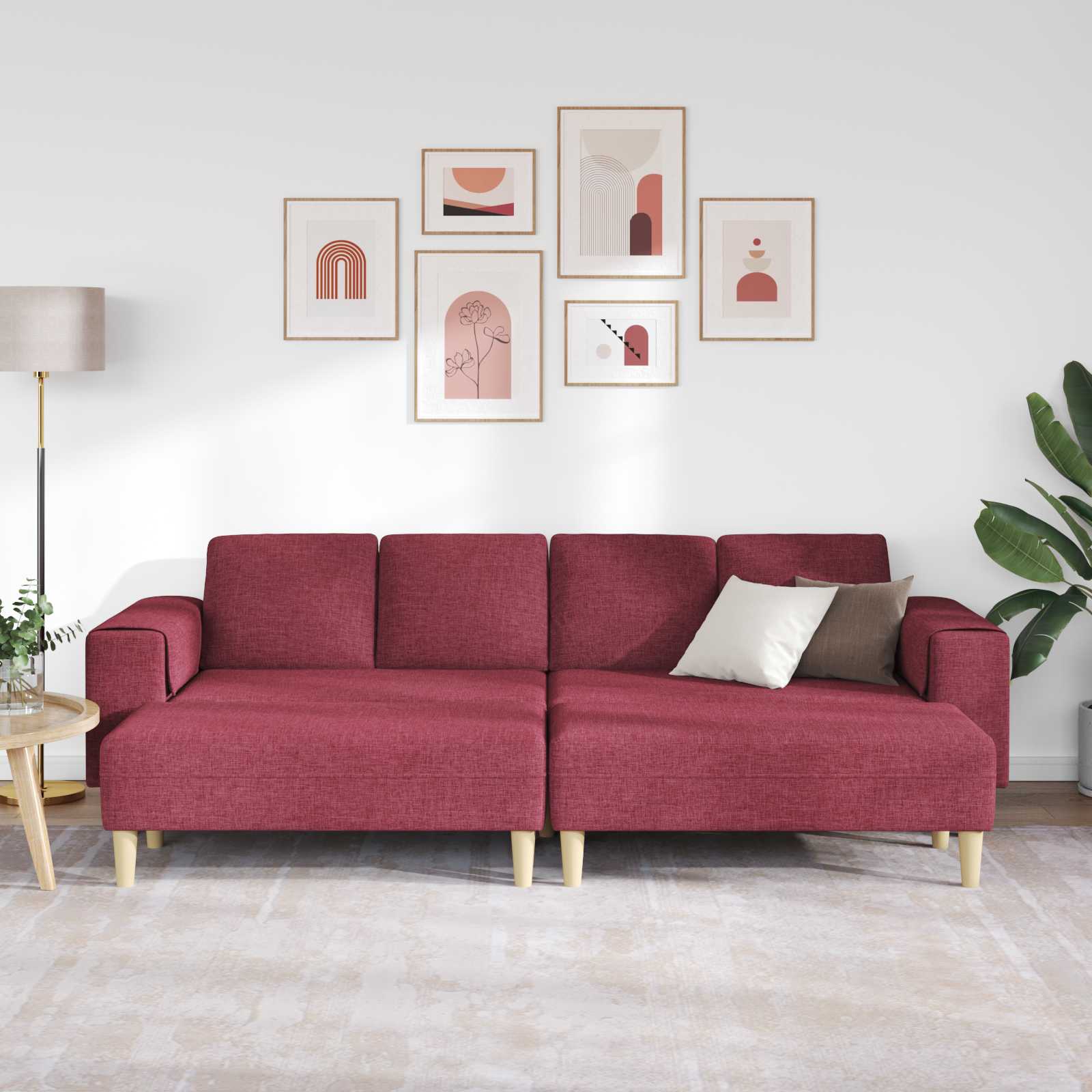 Woonkamer Bank 3 st Wijnrood Polyester